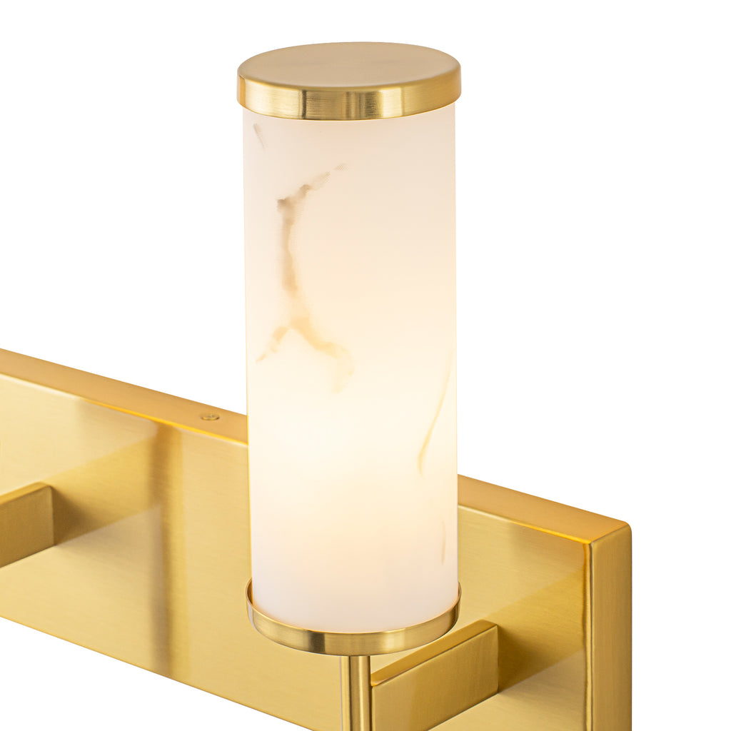 3-Light Gold Vanity Light Cylindrical Marble Crackle Glass Shades - product image 4 | Zenvolit