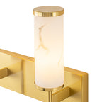 3-Light Gold Vanity Light Cylindrical Marble Crackle Glass Shades - product image 4 | Zenvolit