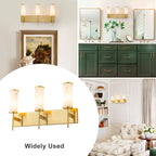 3-Light Gold Vanity Light Cylindrical Marble Crackle Glass Shades - product image 10 | Zenvolit