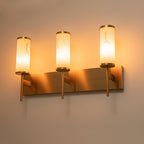 3-Light Gold Vanity Light Cylindrical Marble Crackle Glass Shades - product image 14 | Zenvolit