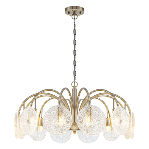 12-Light Antique Bronze Chandelier Frosted Ice-Textured Glass Shades - product image 12 | Zenvolit