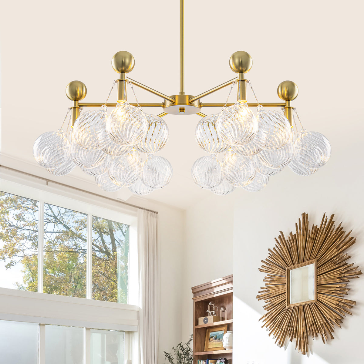 6-Light Modern Gold Chandelier with Twisted Clear Glass Globe Shades - product image 6 | Zenvolit