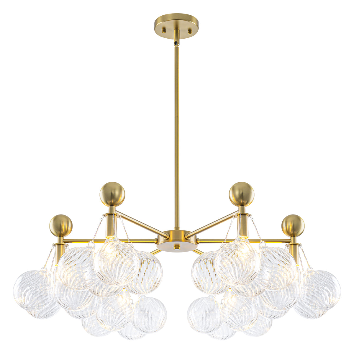 6-Light Modern Gold Chandelier with Twisted Clear Glass Globe Shades - product image 8 | Zenvolit