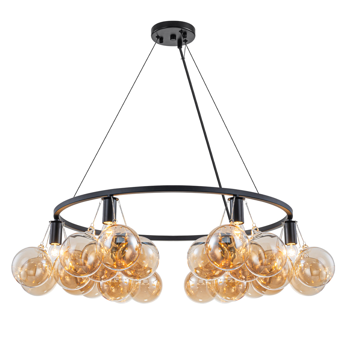 6-Light Modern Circular Frame Chandelier with Champagne Glass Globes - product image 2 | Zenvolit