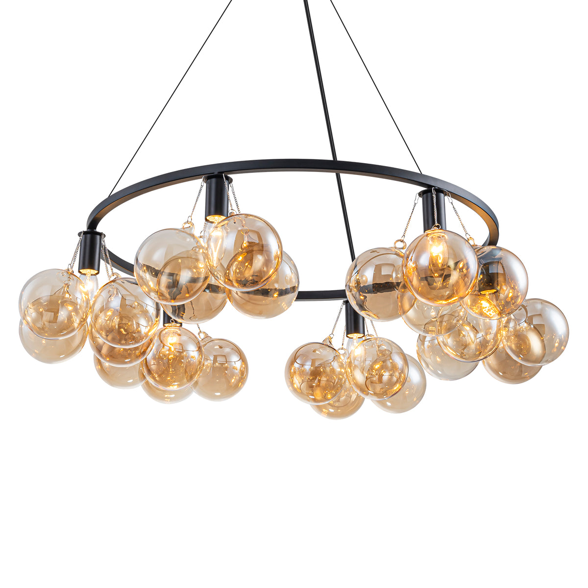 6-Light Modern Circular Frame Chandelier with Champagne Glass Globes - product image 3 | Zenvolit