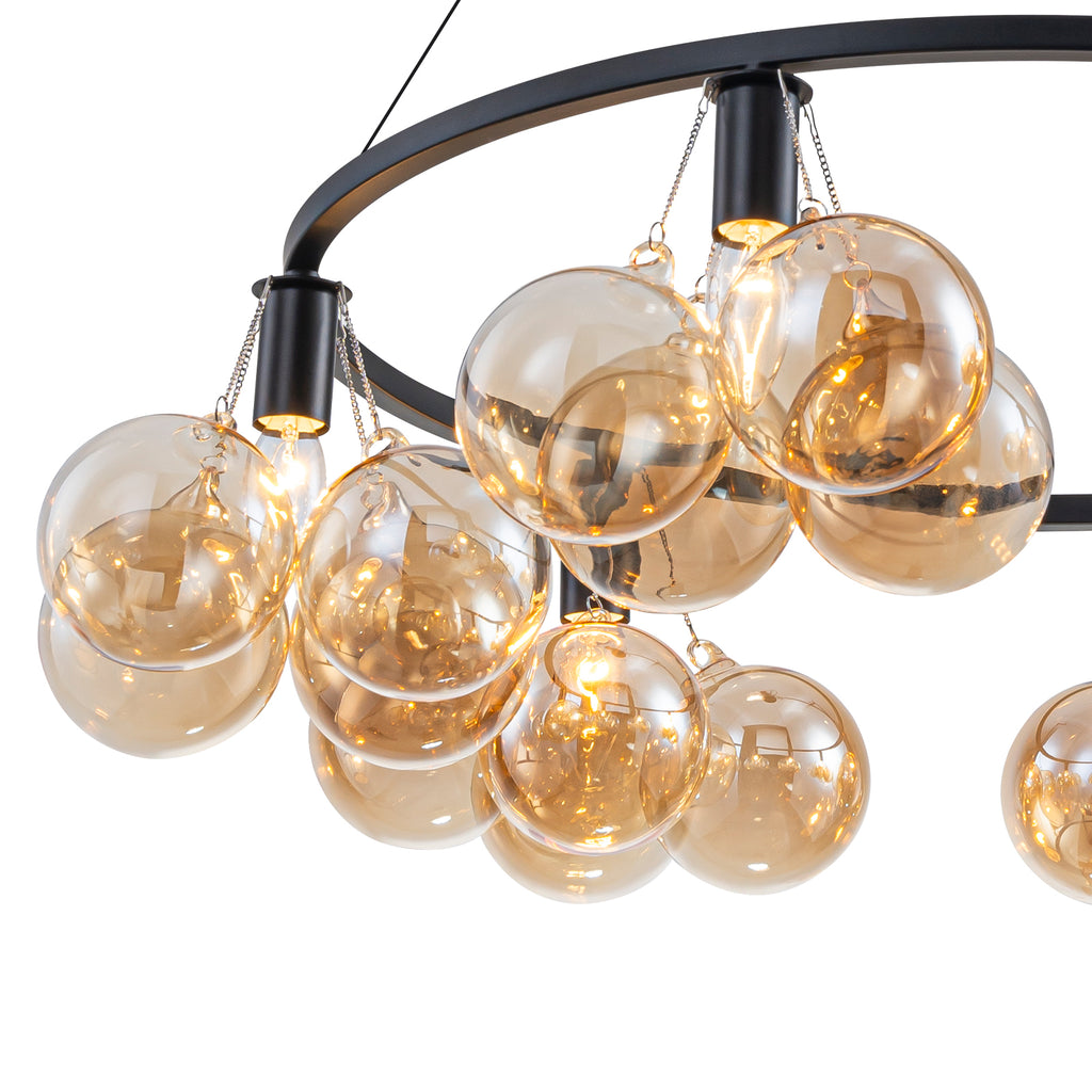 6-Light Modern Circular Frame Chandelier with Champagne Glass Globes - product image 4 | Zenvolit