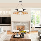 6-Light Modern Circular Frame Chandelier with Champagne Glass Globes - product image 8 | Zenvolit