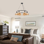 6-Light Modern Circular Frame Chandelier with Champagne Glass Globes - product image 10 | Zenvolit