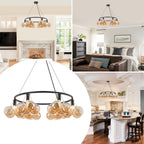 6-Light Modern Circular Frame Chandelier with Champagne Glass Globes - product image 11 | Zenvolit