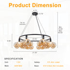 6-Light Modern Circular Frame Chandelier with Champagne Glass Globes - product image 12 | Zenvolit