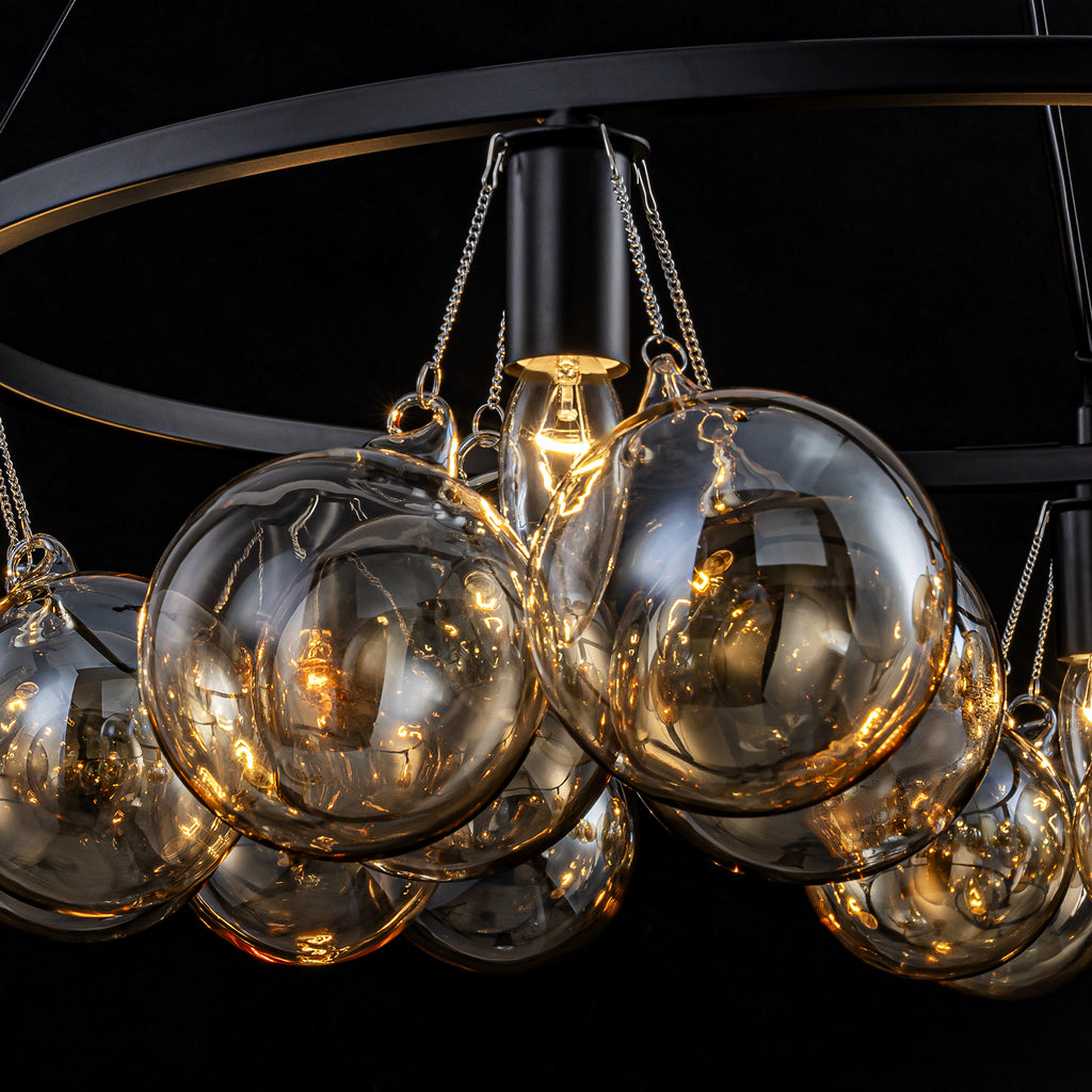 6-Light Modern Circular Frame Chandelier with Champagne Glass Globes - product image 16 | Zenvolit