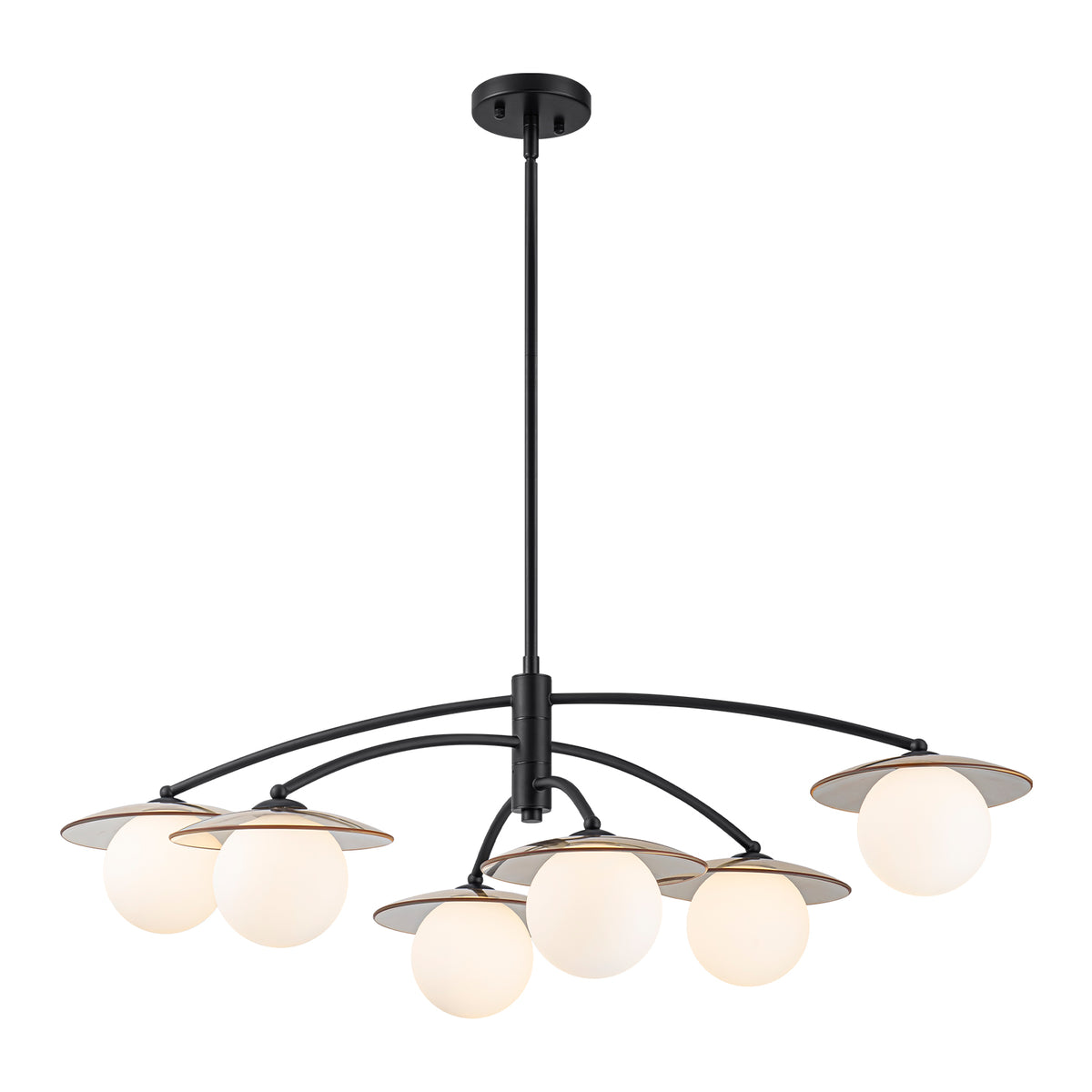 Matte Black Branch Chandelier Opal Glass Globes Modern Minimalist - product image 6 | Zenvolit