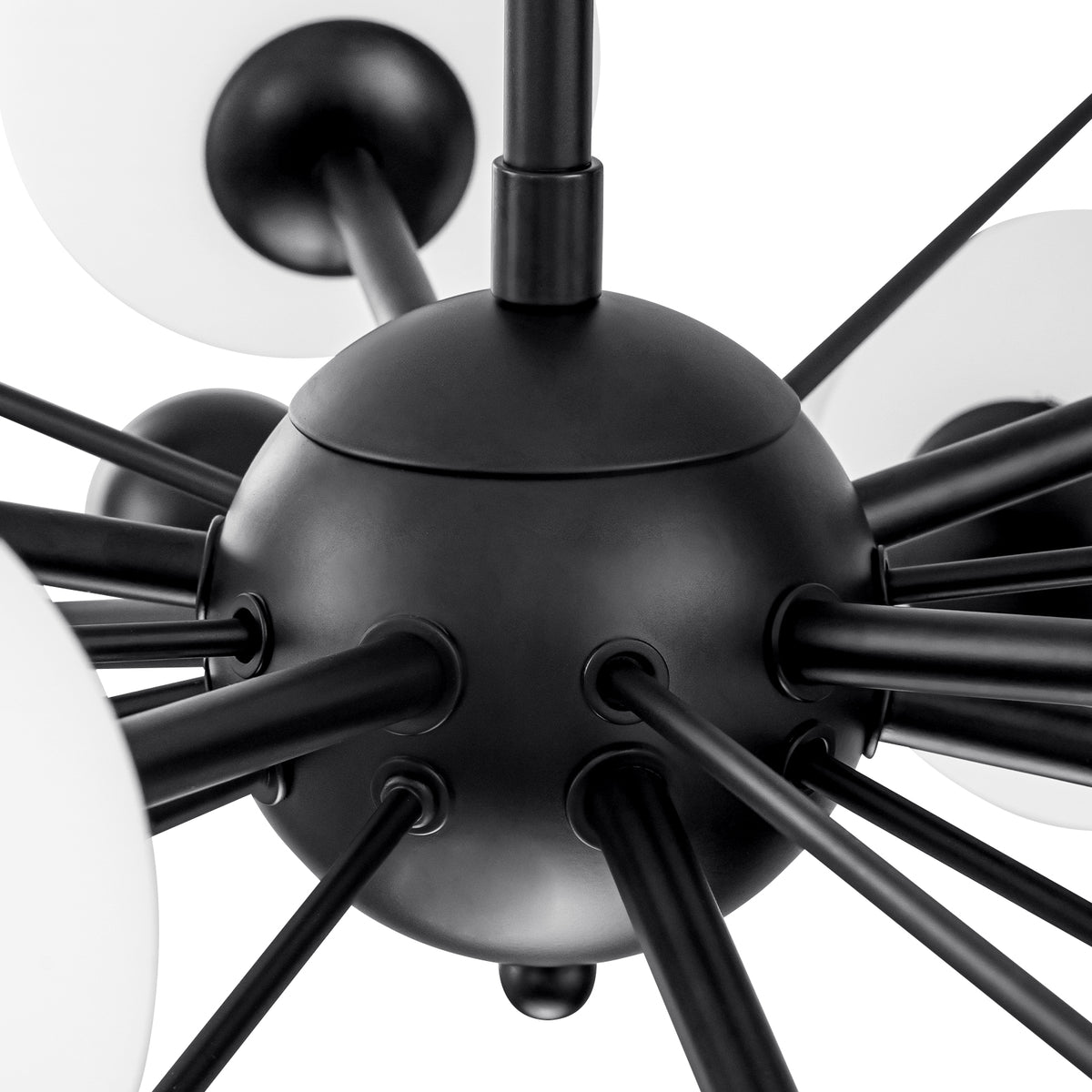 Matte Black Sputnik Chandelier Opal Glass Globes Mid-Century Modern - product image 1 | Zenvolit