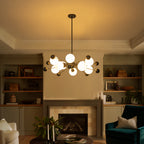 Matte Black Sputnik Chandelier Opal Glass Globes Mid-Century Modern - product image 2 | Zenvolit
