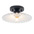 9.84 inch 1-Light Matte Black Flush Mount Ceiling Light with White Striped Glass Shade - product image 7 | Zenvolit