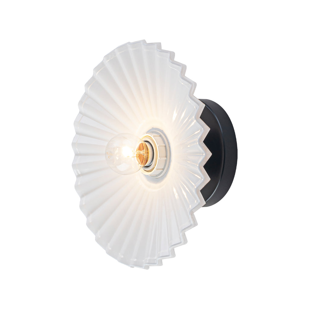 9.84 inch 1-Light Matte Black Flush Mount Ceiling Light with White Striped Glass Shade - product image 8 | Zenvolit