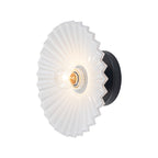 9.84 inch 1-Light Matte Black Flush Mount Ceiling Light with White Striped Glass Shade - product image 8 | Zenvolit