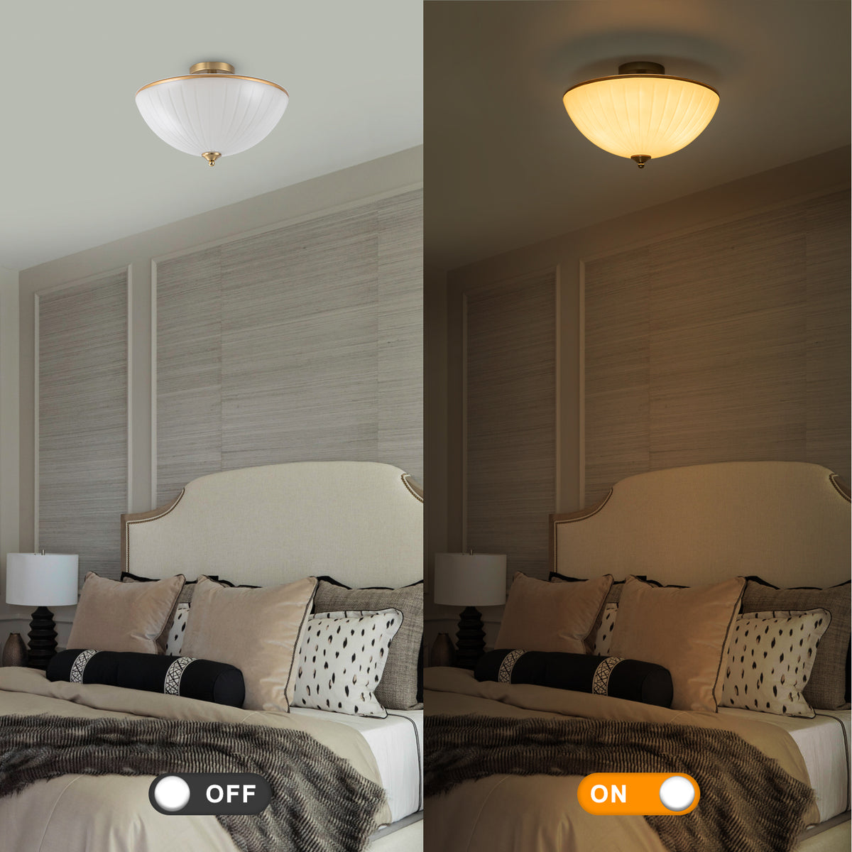 15.6 inch 3-Light Bow-Shaped Semi-Flush Mount Ceiling Light with White Glass Shade - product image 1 | Zenvolit