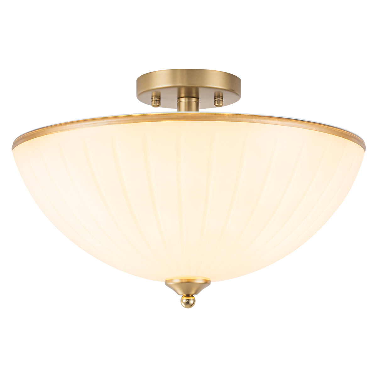 15.6 inch 3-Light Bow-Shaped Semi-Flush Mount Ceiling Light with White Glass Shade - product image 5 | Zenvolit