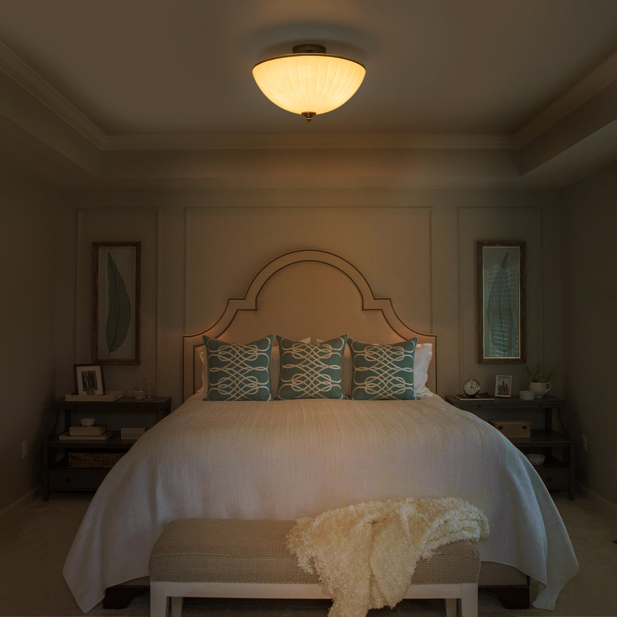 15.6 inch 3-Light Bow-Shaped Semi-Flush Mount Ceiling Light with White Glass Shade - product image 10 | Zenvolit