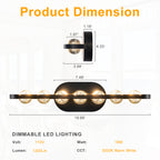 7-Light Modern Black Linear LED Vanity Light Clear Globe Glass Shades - product image 2 | Zenvolit