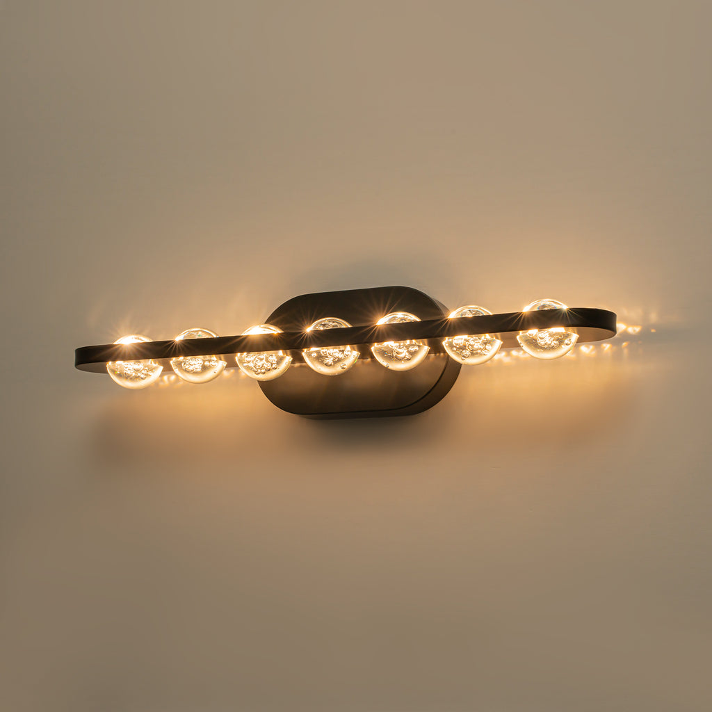 7-Light Modern Black Linear LED Vanity Light Clear Globe Glass Shades - product image 6 | Zenvolit