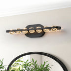 7-Light Modern Black Linear LED Vanity Light Clear Globe Glass Shades - product image 7 | Zenvolit