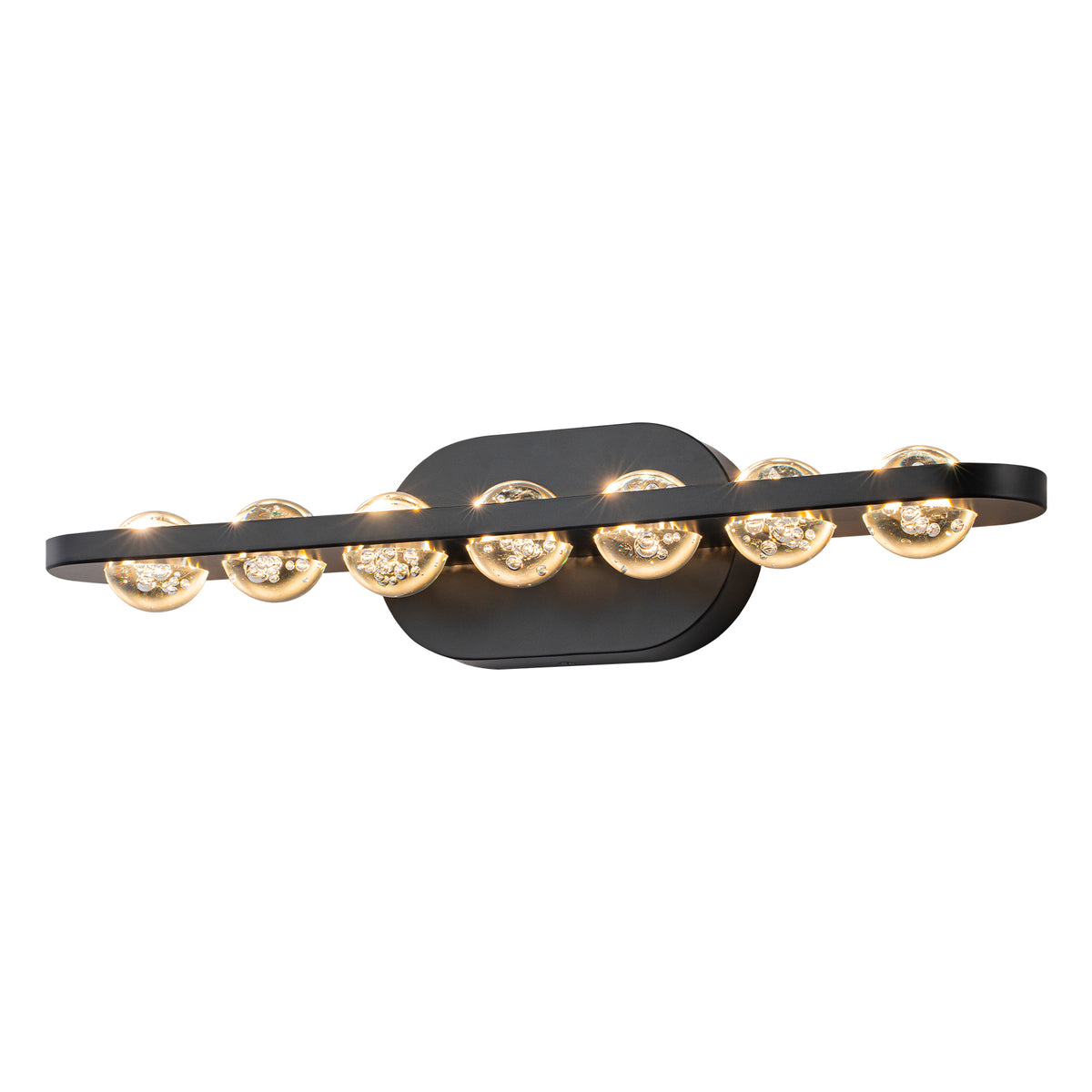 7-Light Modern Black Linear LED Vanity Light Clear Globe Glass Shades - product image 8 | Zenvolit