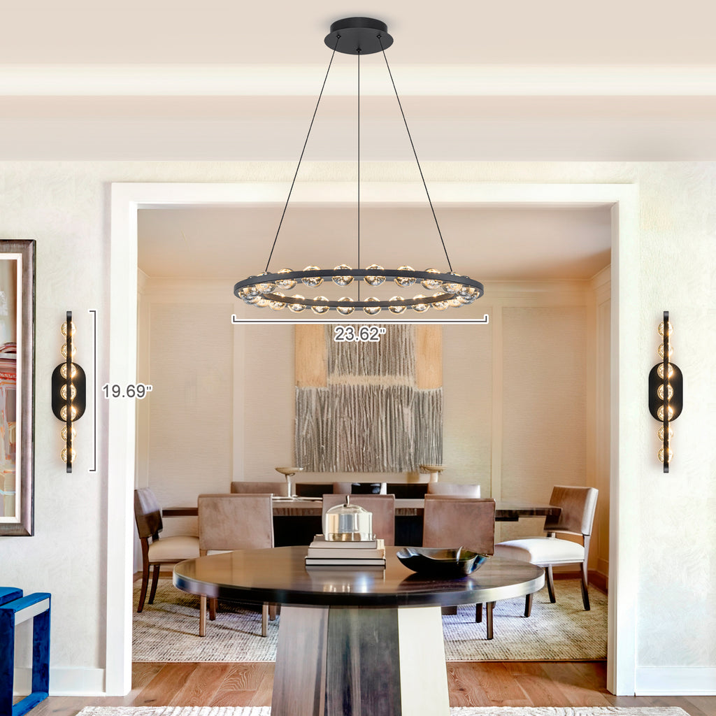 7-Light Modern Black Linear LED Vanity Light Clear Globe Glass Shades - product image 16 | Zenvolit