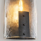 Matte Black Wall Sconce Curved Clear Glass Shade Bathroom Hallway