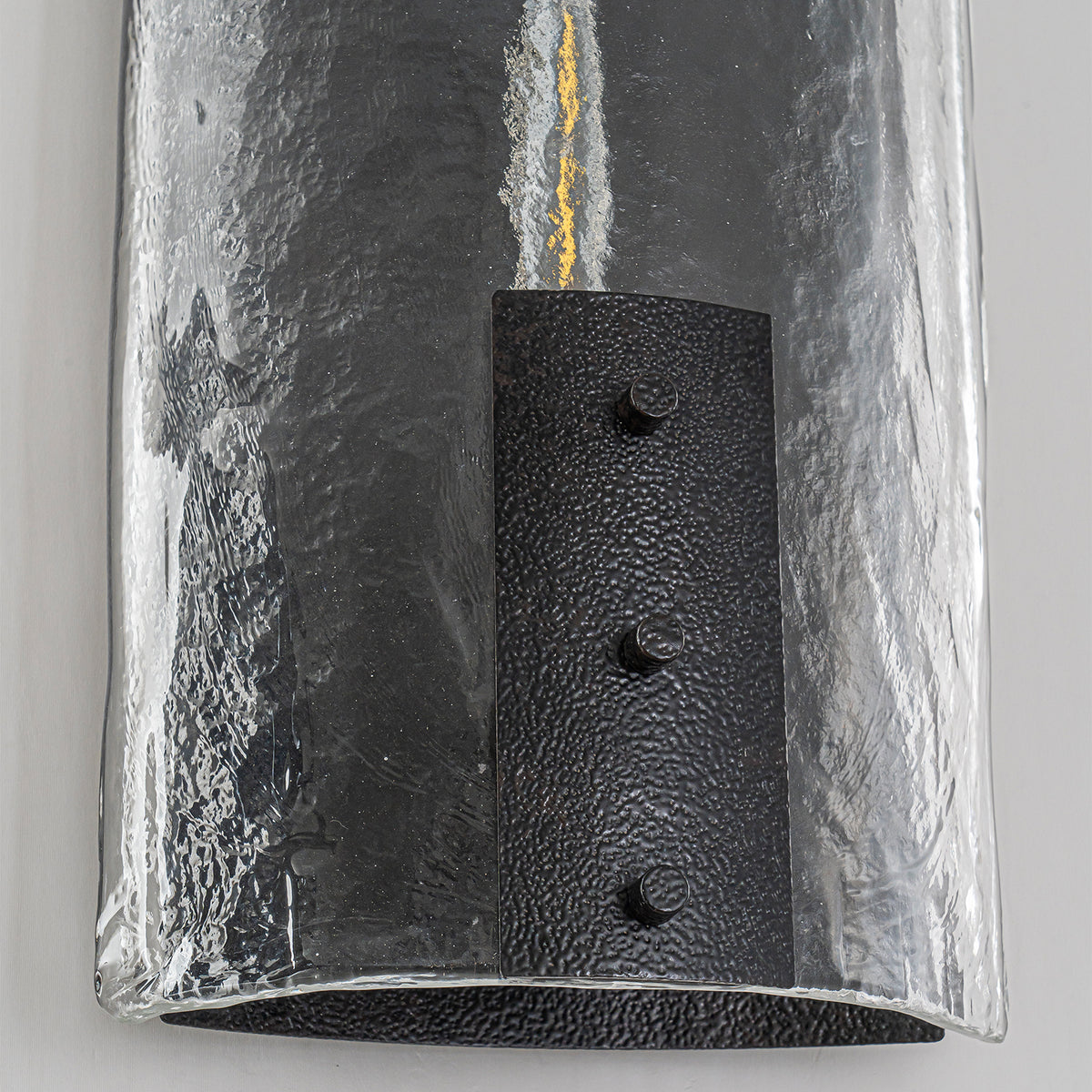 Matte Black Wall Sconce Curved Clear Glass Shade Bathroom Hallway