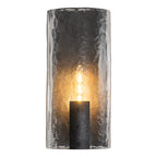 Matte Black Wall Sconce Curved Clear Glass Shade Bathroom Hallway