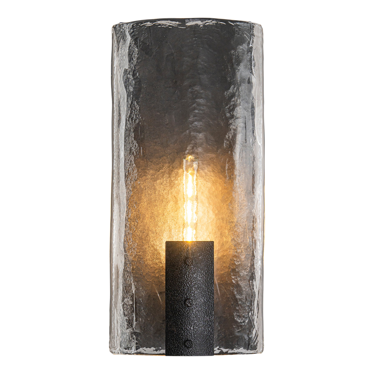 Matte Black Wall Sconce Curved Clear Glass Shade Bathroom Hallway