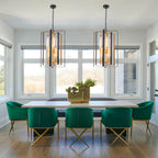 19.7" 8-Light Modern Black Gold Pendant Light with Ribbed Glass Tubes - product image 2 | Zenvolit
