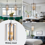 19.7" 8-Light Modern Black Gold Pendant Light with Ribbed Glass Tubes - product image 6 | Zenvolit