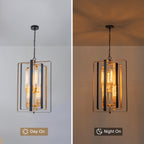 19.7" 8-Light Modern Black Gold Pendant Light with Ribbed Glass Tubes - product image 8 | Zenvolit