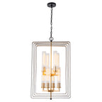 19.7" 8-Light Modern Black Gold Pendant Light with Ribbed Glass Tubes - product image 9 | Zenvolit