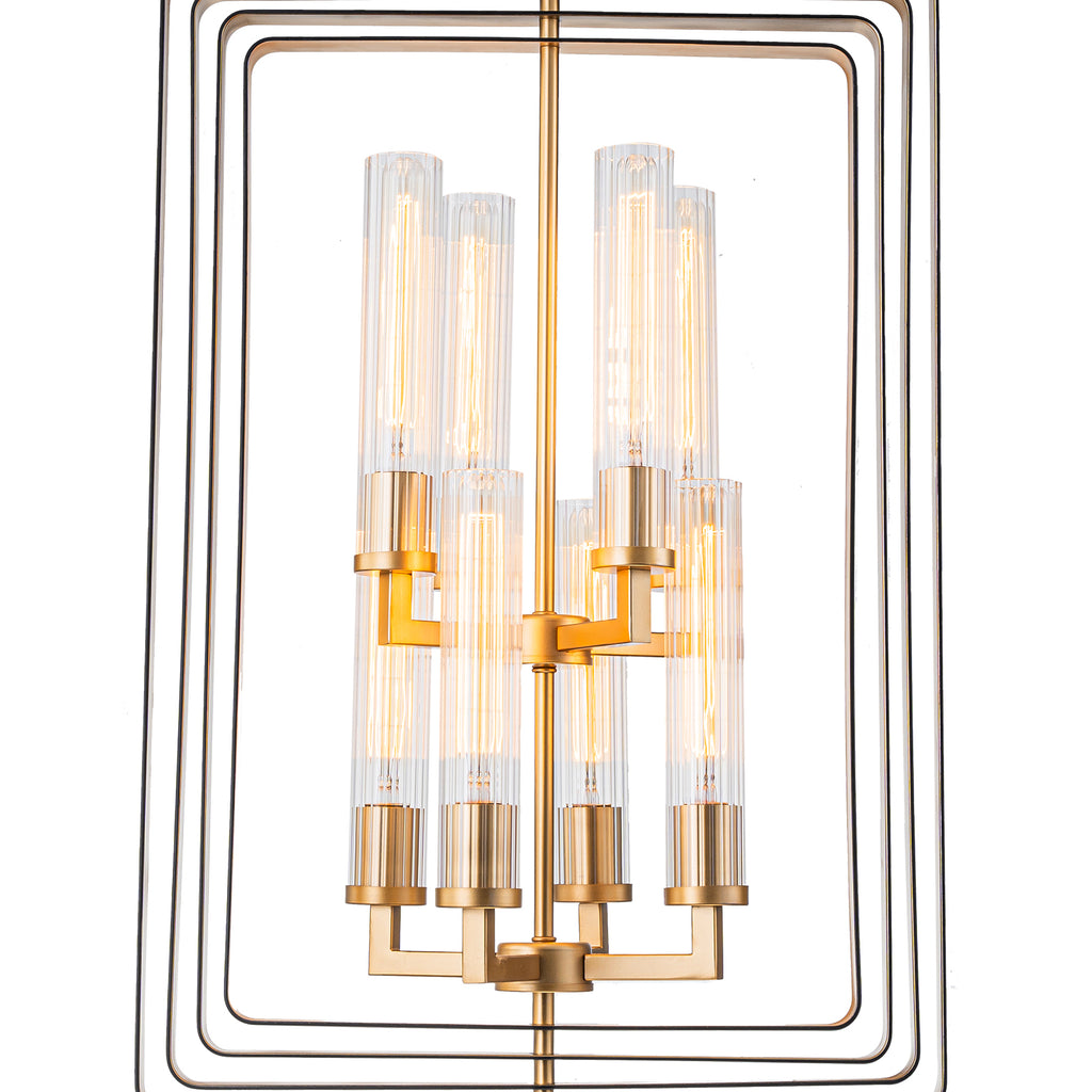 19.7" 8-Light Modern Black Gold Pendant Light with Ribbed Glass Tubes - product image 10 | Zenvolit