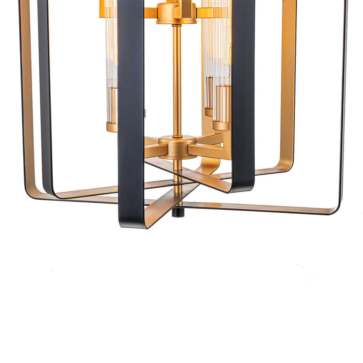 19.7" 8-Light Modern Black Gold Pendant Light with Ribbed Glass Tubes - product image 11 | Zenvolit