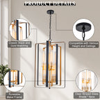 19.7" 8-Light Modern Black Gold Pendant Light with Ribbed Glass Tubes - product image 14 | Zenvolit