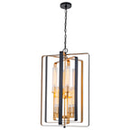 19.7" 8-Light Modern Black Gold Pendant Light with Ribbed Glass Tubes - product image 15 | Zenvolit