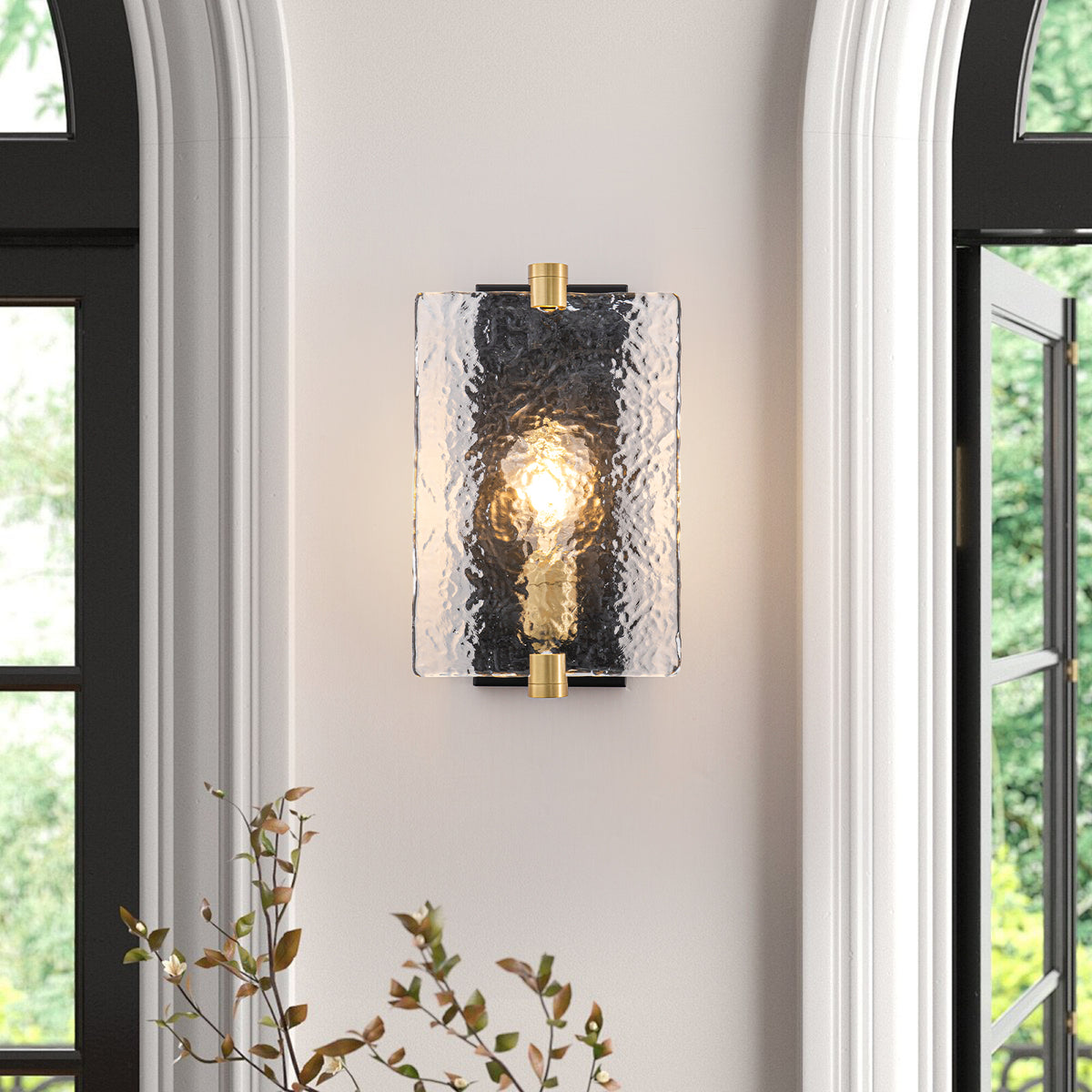 Hammered Glass Wall Sconce Modern Industrial Accent Light - product image 1 | Zenvolit
