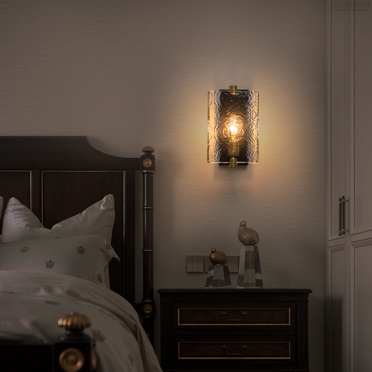 Hammered Glass Wall Sconce Modern Industrial Accent Light - product image 3 | Zenvolit