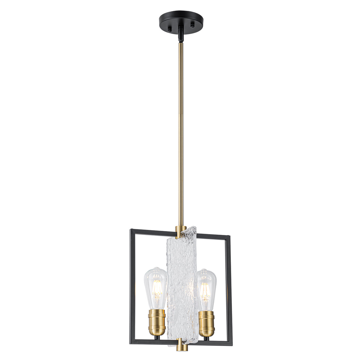 Matte Black & Brushed Gold Geometric Chandelier with Hammered Glass - product image 14 | Zenvolit