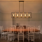 5-Light Linear Kitchen Island Pendant Light Textured Glass Panels - product image 3 | Zenvolit