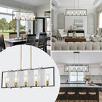 5-Light Linear Kitchen Island Pendant Light Textured Glass Panels - product image 6 | Zenvolit