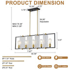 5-Light Linear Kitchen Island Pendant Light Textured Glass Panels - product image 7 | Zenvolit