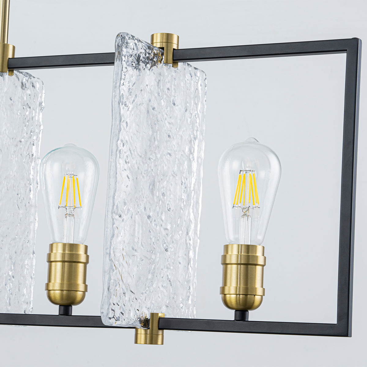 5-Light Linear Kitchen Island Pendant Light Textured Glass Panels - product image 9 | Zenvolit