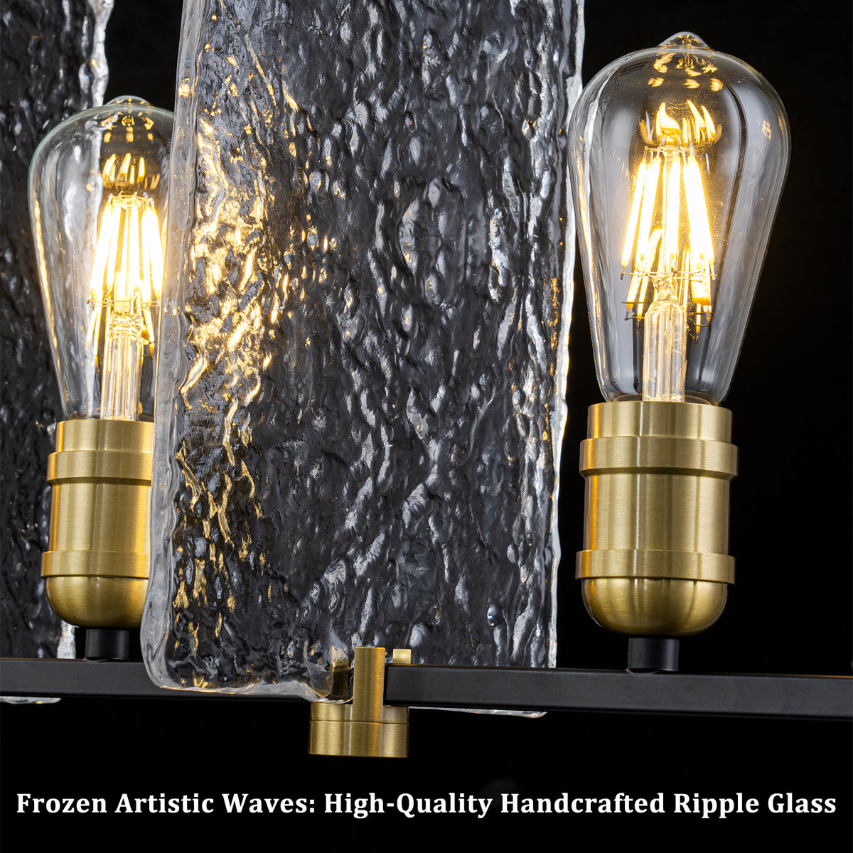 5-Light Linear Kitchen Island Pendant Light Textured Glass Panels - product image 10 | Zenvolit
