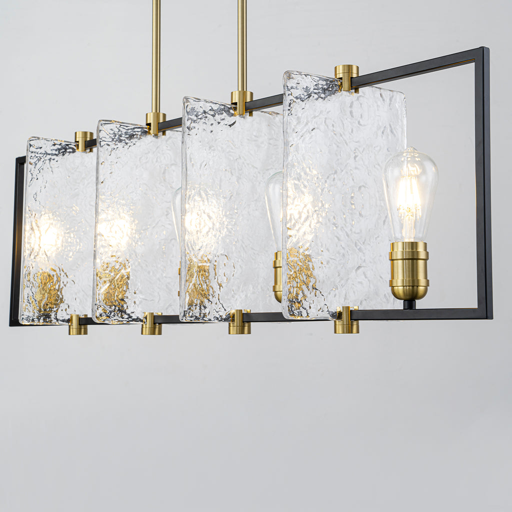 5-Light Linear Kitchen Island Pendant Light Textured Glass Panels - product image 11 | Zenvolit